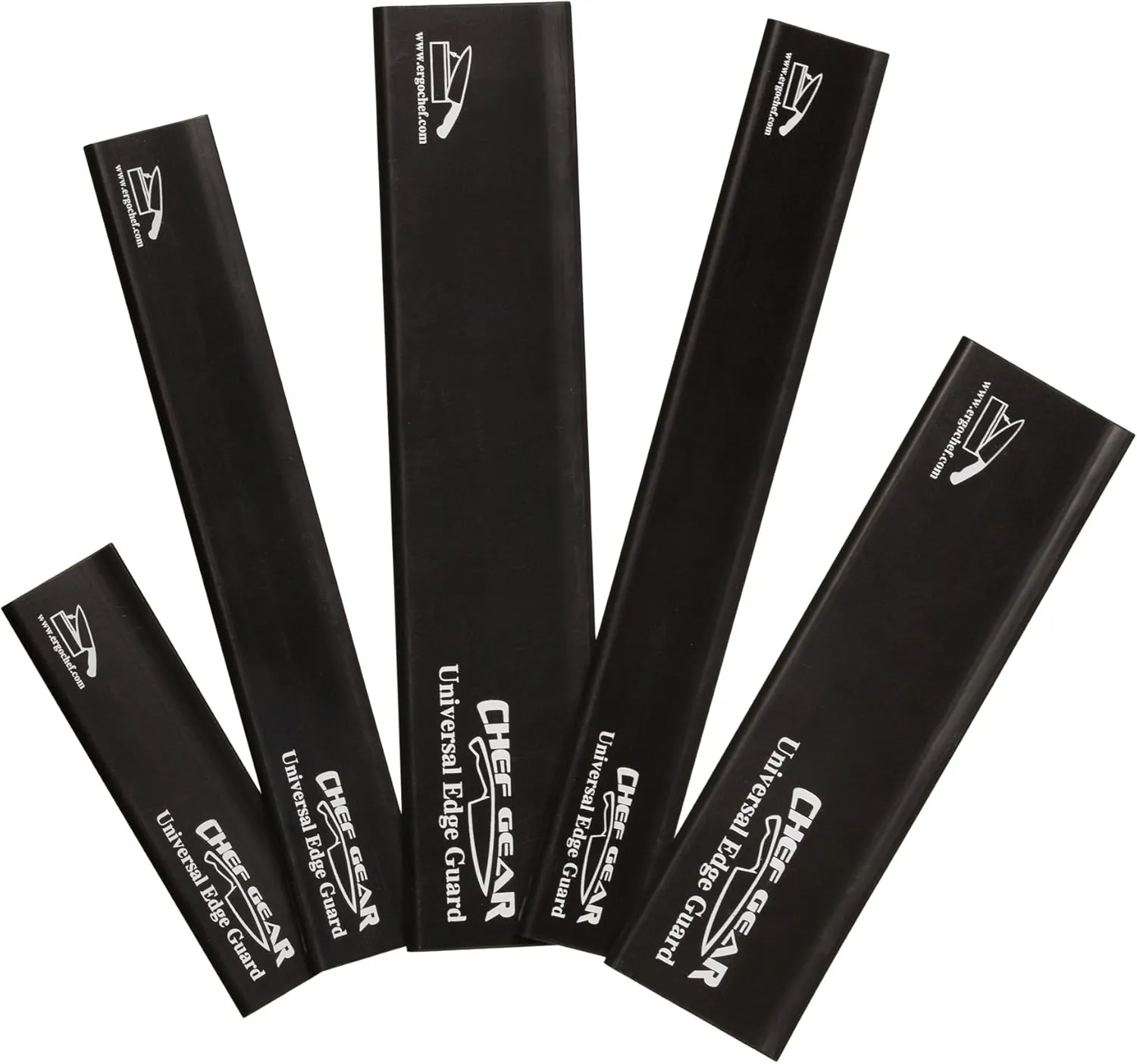 Ergo Chef 5pc Universal Knife Edge Guard Set (Black) Multi-sized / Chef knife, Santoku, Bread, Utility and Paring knives