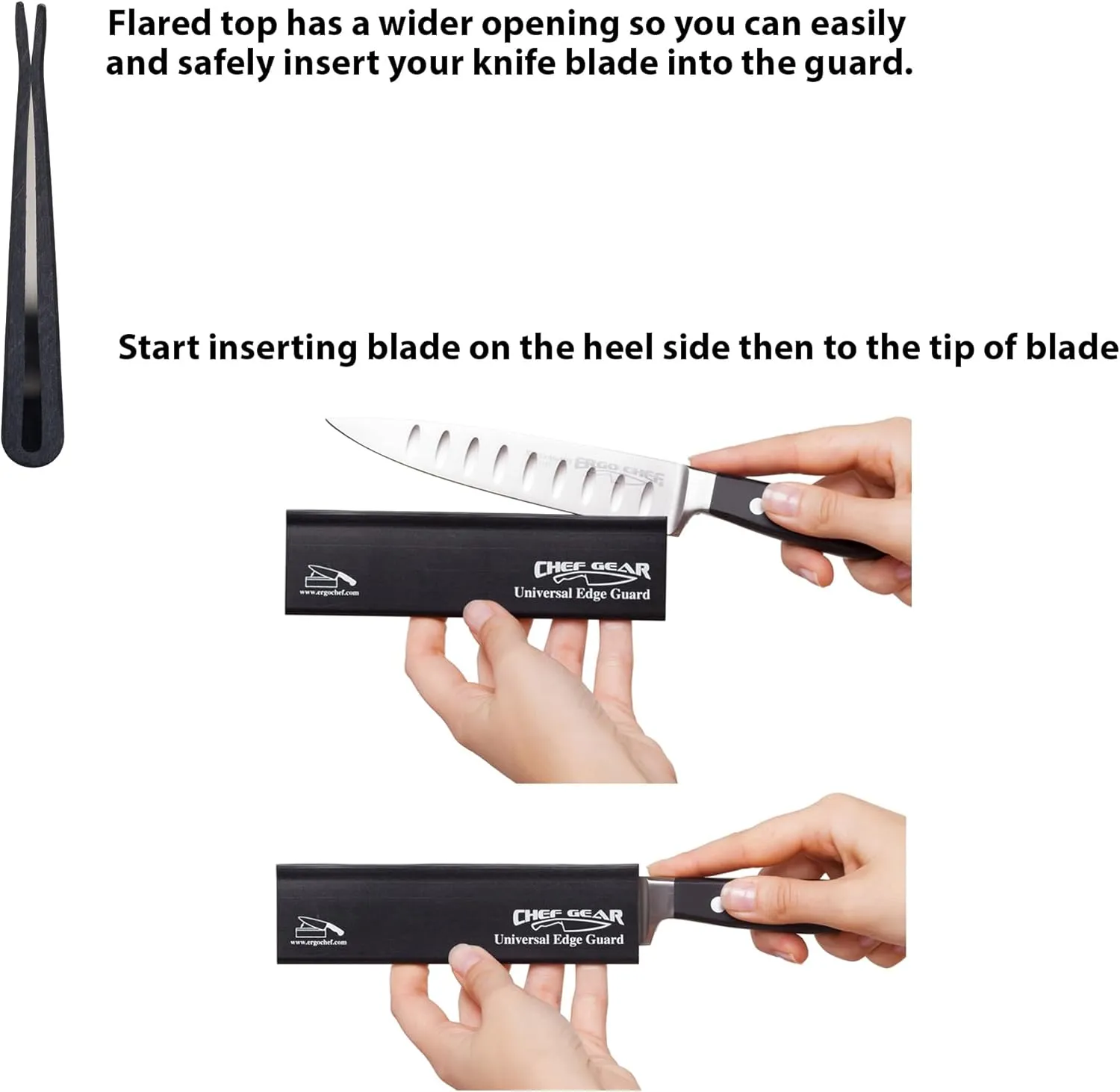 Ergo Chef 5pc Universal Knife Edge Guard Set (Black) Multi-sized / Chef knife, Santoku, Bread, Utility and Paring knives