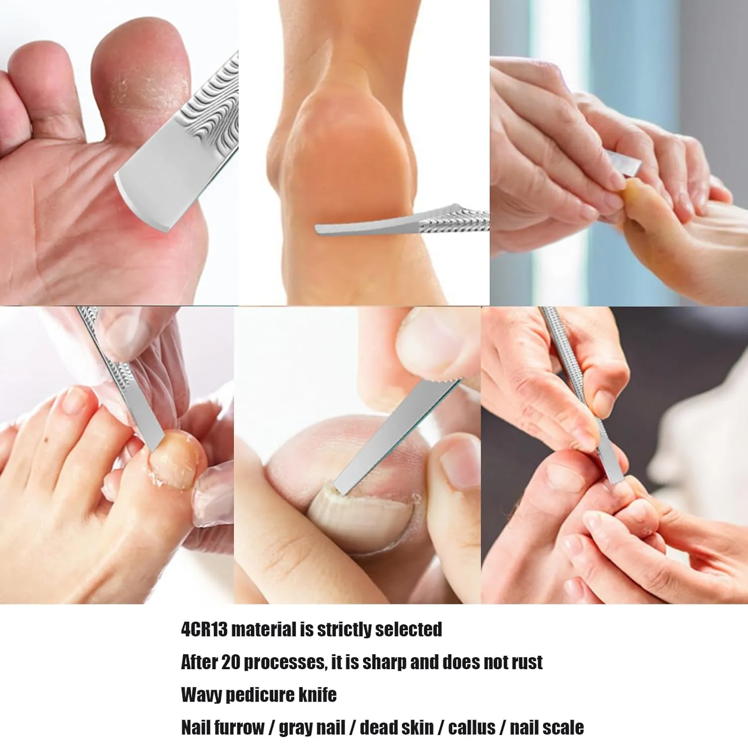 Exfoliating Ingrown Toenail Removal Pedicure Knife,Decorative Foot Knives for Ingrown Callus Shaver Feet Nail Correction Pliers Scissors Corn Remover With Storage Bag (1)