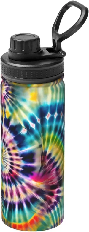 Exotic Tribe Tie Dye Style Sports Insulated Water Bottle - Premium 18 oz. Stainless Steel Hydration Bottle for Outdoor Enthusiasts