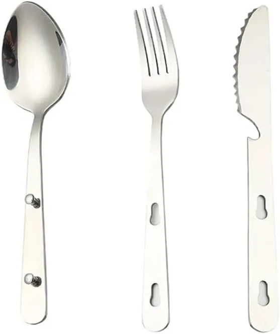 Exquisite 3pcs Portable Stainless Steel Cutlery Set Knife Fork Spoon Tableware Outdoor Camping Silverware Flatware Set Foldable Practical