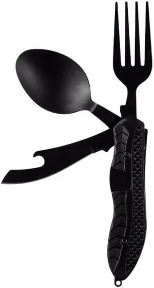 Exquisite 4-in-1 multifunctional flatware outdoor camping utensils portable stainless steel knives fork spoon cutlery set foldable Practical