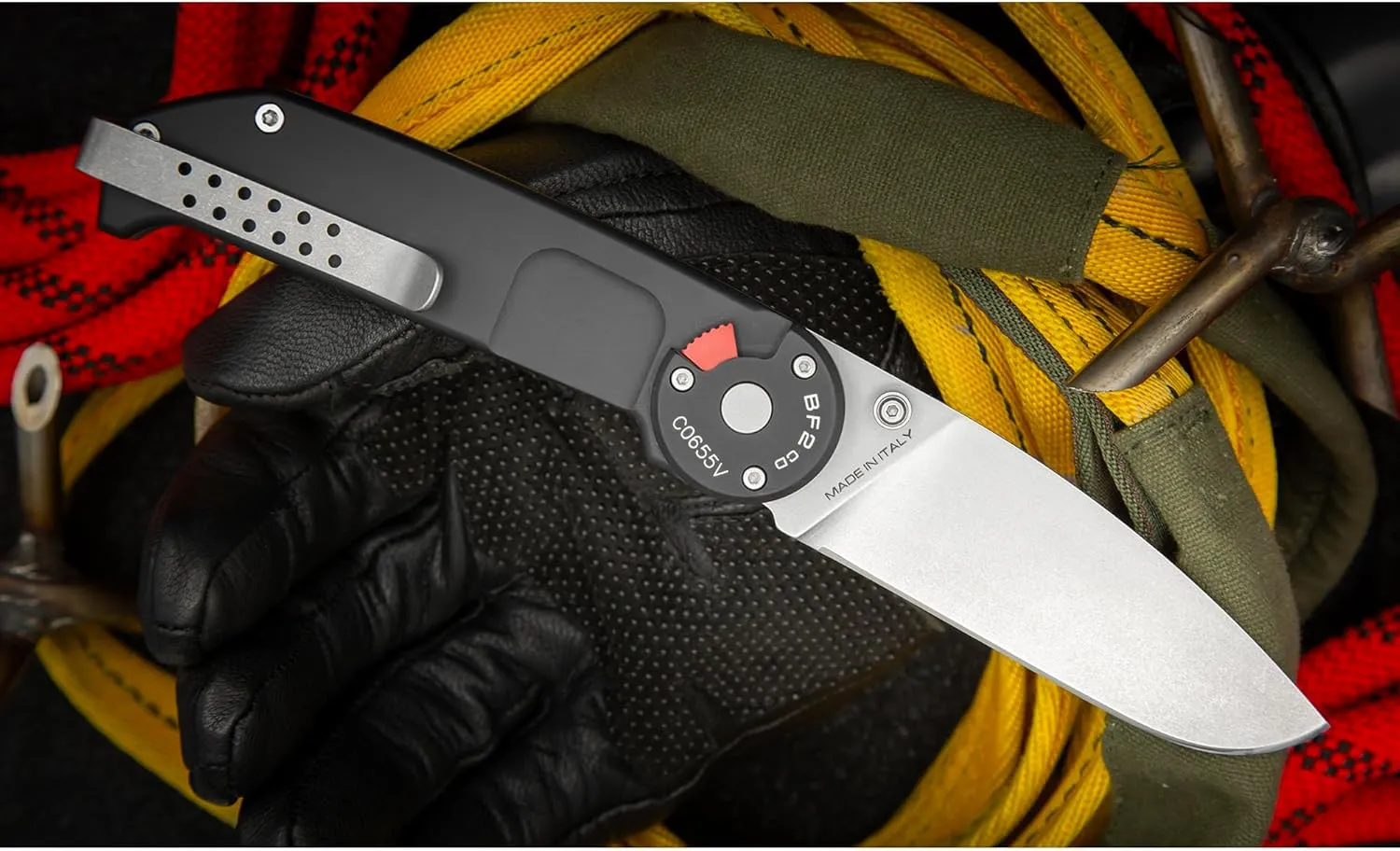 Extrema Ratio - BF2 CD (Black) Folding Knife, Böhler N690 Steel Blade 58 HRC, Black Satin Finish, Smooth Anodized Aluminum Handle, Reversible Clip, Compact Foldable Design, Italian Craftsmanship