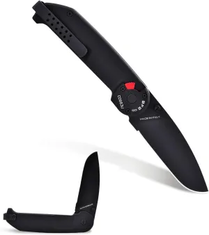 Extrema Ratio - BF2 CD (Black) Folding Knife, Böhler N690 Steel Blade 58 HRC, Black Satin Finish, Smooth Anodized Aluminum Handle, Reversible Clip, Compact Foldable Design, Italian Craftsmanship