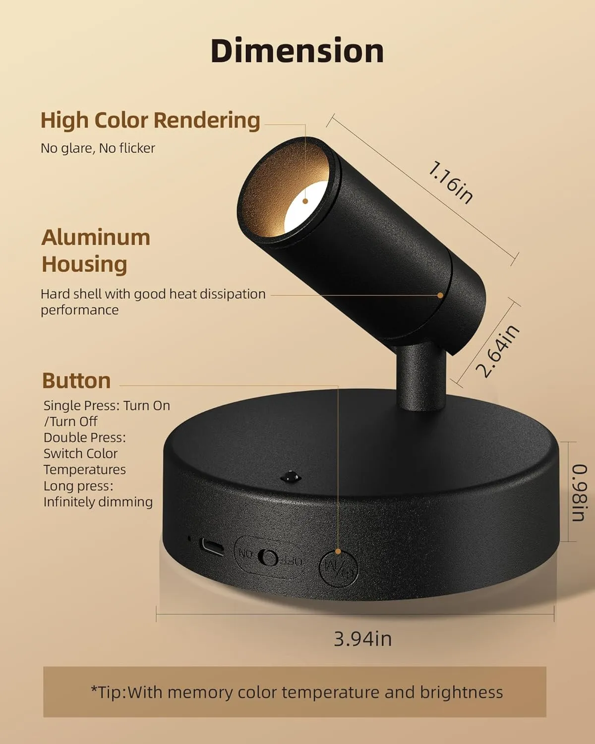 EZVALO Spotlights Indoor with Remote,5500mAh Rechargeable Plant Spotlight Indoor, Wireless LED Uplighting with Timer＆Dimmable, 3CCT,Mini Spot Lights for Painting,Artwork,Accent Lighting(2Pack-Black)