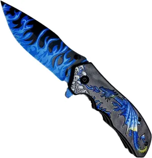 Falcon KS1934 7.75" Tactical Survival Folding Knife W/3D Abstract Designed Blade and Handle 440 Stainless Coated Steel