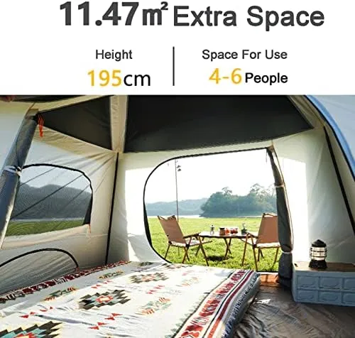 Family Camping Tent, Pop Up Tent 4 Person Family Dome Tent Waterproof Windproof with Roof Skylights, 2 in 1 Double Layers Outdoor Tents for Camping Hiking Backpacking (Style 1 240*
