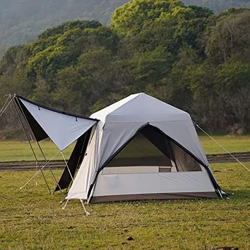 Family Camping Tent, Pop Up Tent 4 Person Family Dome Tent Waterproof Windproof with Roof Skylights, 2 in 1 Double Layers Outdoor Tents for Camping Hiking Backpacking (Style 1 240*