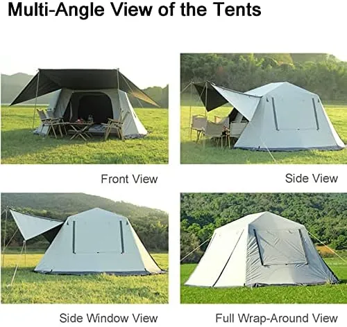 Family Camping Tent, Pop Up Tent 4 Person Family Dome Tent Waterproof Windproof with Roof Skylights, 2 in 1 Double Layers Outdoor Tents for Camping Hiking Backpacking (Style 1 240*