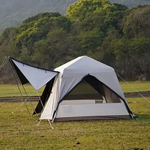 Family Camping Tent, Pop Up Tent 4 Person Family Dome Tent Waterproof Windproof with Roof Skylights, 2 in 1 Double Layers Outdoor Tents for Camping Hiking Backpacking (Style 1 240*