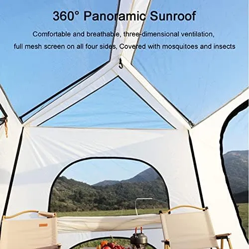 Family Camping Tent, Pop Up Tent 4 Person Family Dome Tent Waterproof Windproof with Roof Skylights, 2 in 1 Double Layers Outdoor Tents for Camping Hiking Backpacking (Style 1 240*
