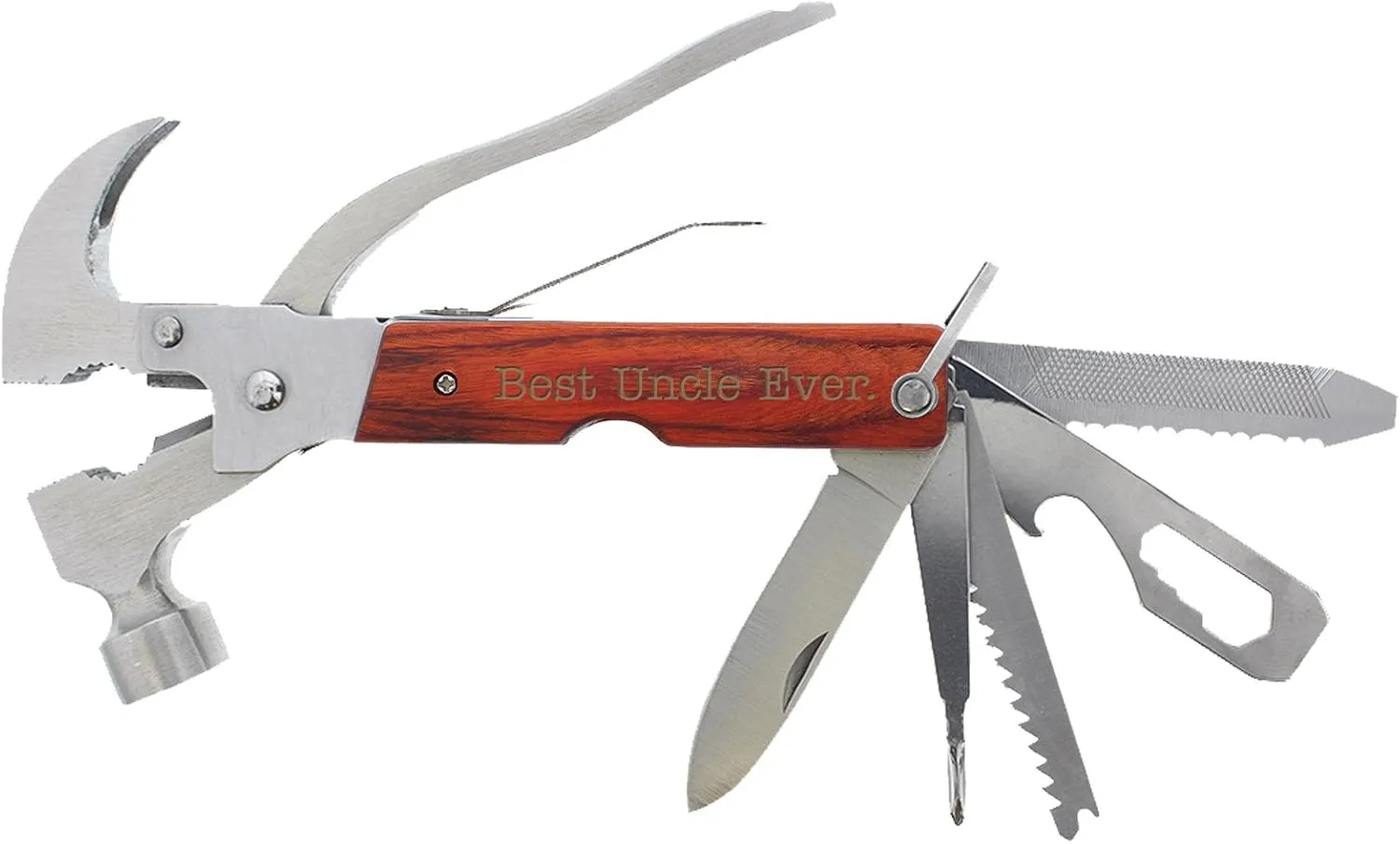 Fathers Day Tool for Uncle Best Uncle Ever Laser Engraved 12-in-1 Hammer Multitool Camping Survival Hammer Multi Tool