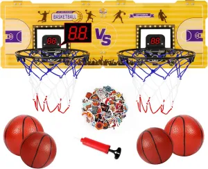 FBSPORT Indoor Basketball Hoop, Foldable Over The Door Basketball Hoop for Wall/Bedroom/Office, Basketball Toy for Kids and Adults