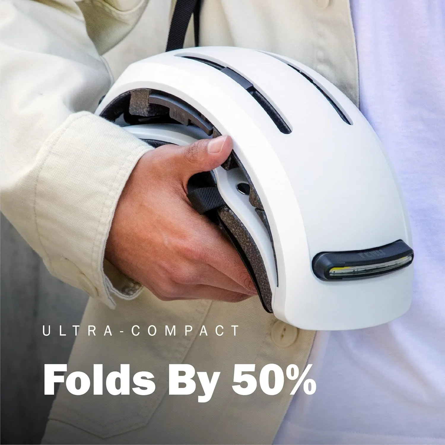 FEND Super Folding Bike Helmet with Lights – Ultra-Bright USB-C Front & Rear LEDs, Collapsible by 50%, CPSC/EN1078 Certified, for Adults, Commuters, E-Bikes, Scooters