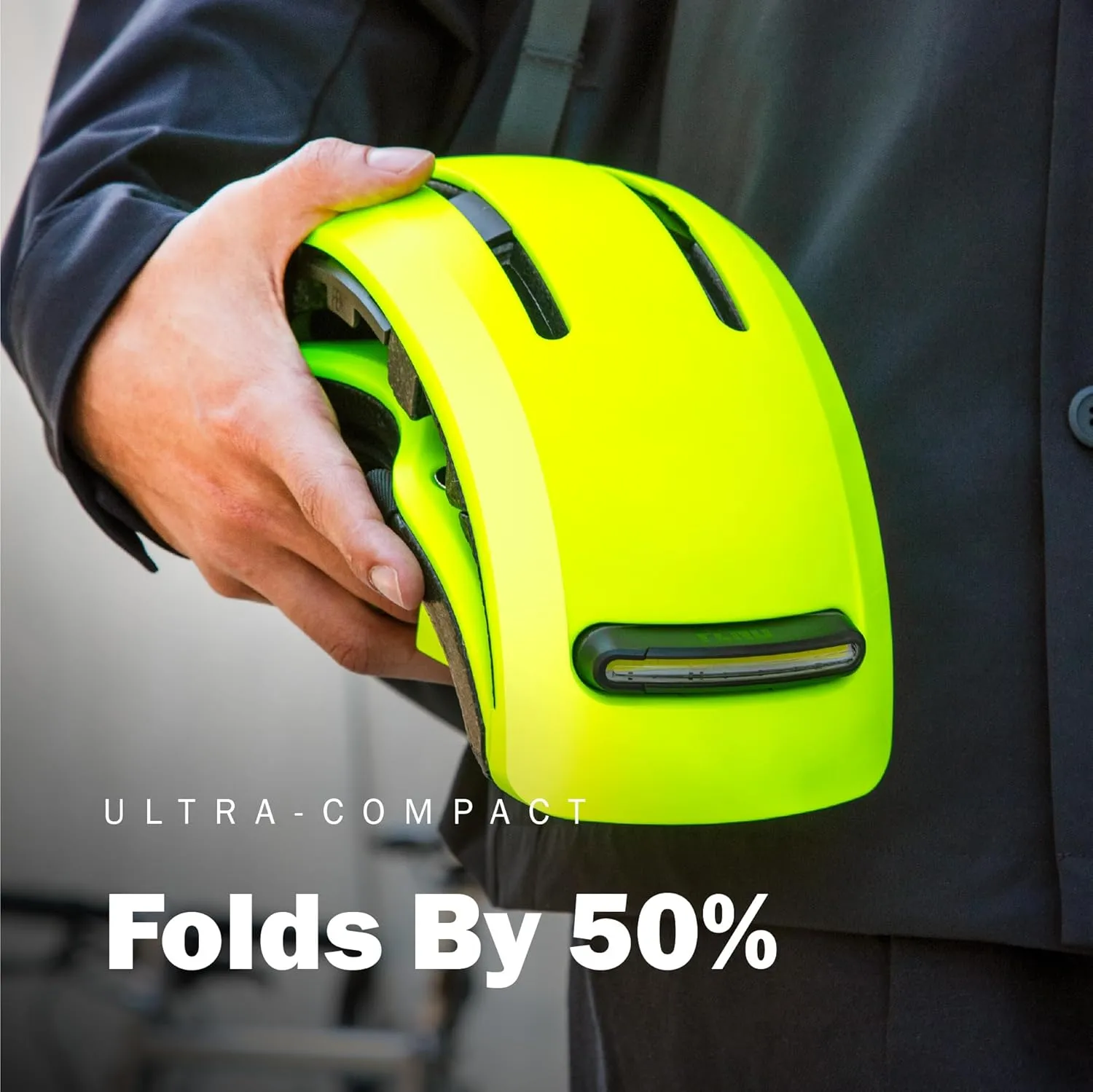 FEND Super Folding Bike Helmet with Lights – Ultra-Bright USB-C Front & Rear LEDs, Collapsible by 50%, CPSC/EN1078 Certified, for Adults, Commuters, E-Bikes, Scooters
