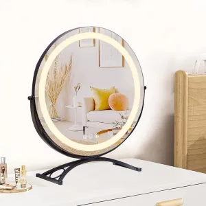 FERKAP Vanity Mirror with Lights LED Makeup Mirror with 3 Color Modes Table Mirror Tabletop Beauty Mirrors Women Gift Touch Screen Control, Large HD Lighted Mirror (Color : White, Size : 15.7"X18.3")