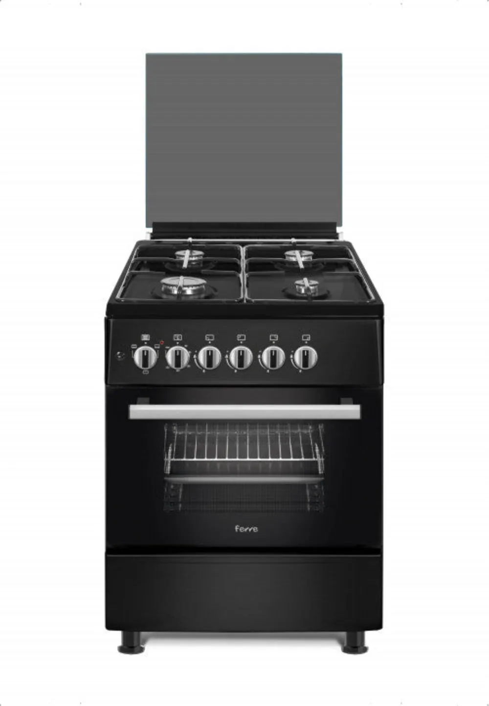 Ferre 60cm Black Free Standing 4 Burner Gas/Electric Oven