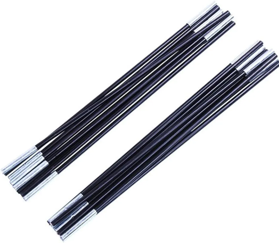 Fibreglass Tent Poles Replacement, 10.5-12.8ft Pre-Assembled Black Tent Pole for Hiking & Camping Easy to Install Outdoor Tent Repair Rod(4.1m)