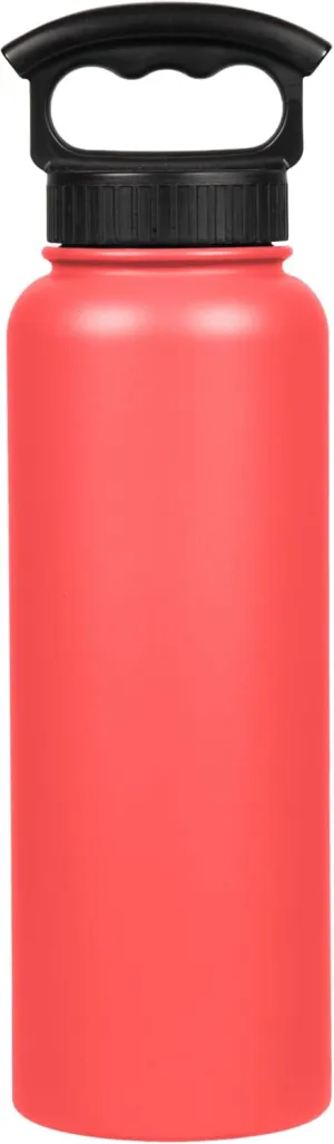 FIFTY/FIFTY Double Wall Vacuum Insulated Water Bottle, Stainless Steel, Wide Mouth with Three Finger Cap