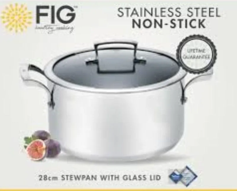 Fig Deep Stewpan Stainless Steel Non-Stick  28cm