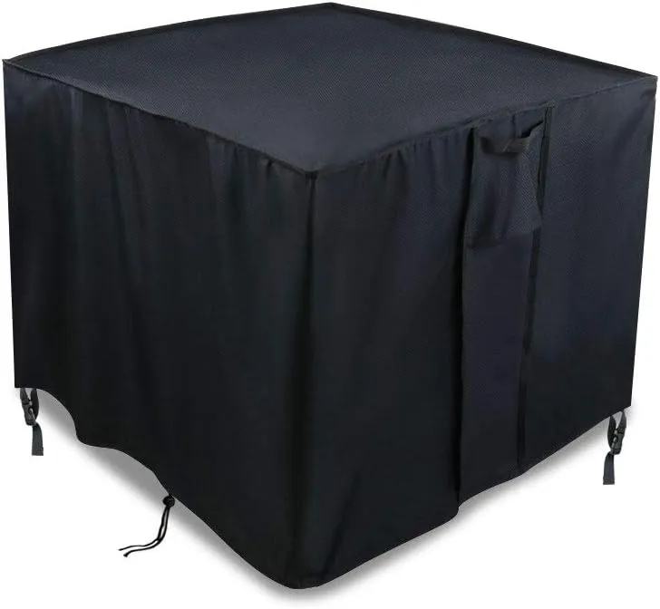 Fire Pit Cover, 28 Inch Square Gas Propane Fire Pit Table Cover, Outdoor Waterproof Heavy Duty Patio Firepit Cover – 28x28x25 Inch, Black