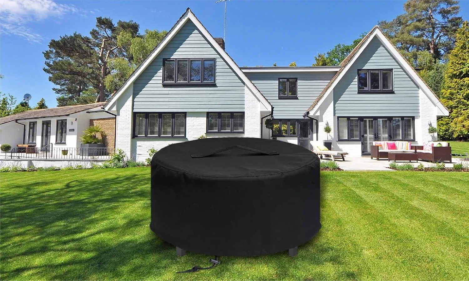 Fire Pit Cover for Solo Stove Fire Pit Surround Tabletop, Surround Shelter for Fire Pit Surround Table, Large Elevation Shelter for Yukon Wood Burning Outdoor Fire Pit, Black, 54" D*21" H