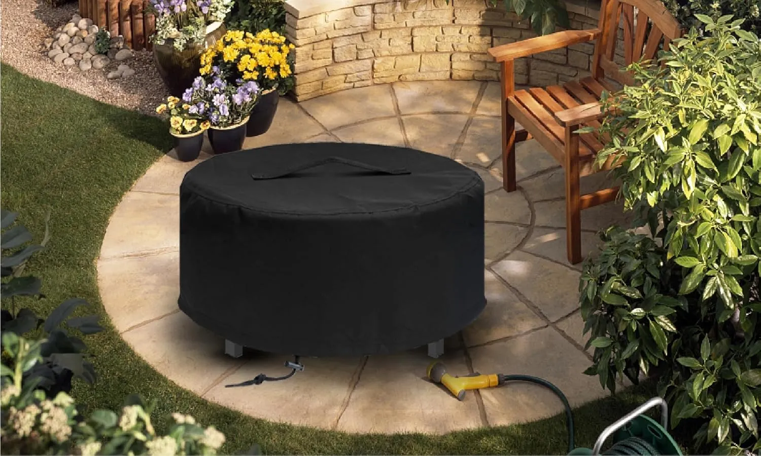 Fire Pit Cover for Solo Stove Fire Pit Surround Tabletop, Surround Shelter for Fire Pit Surround Table, Large Elevation Shelter for Yukon Wood Burning Outdoor Fire Pit, Black, 54" D*21" H