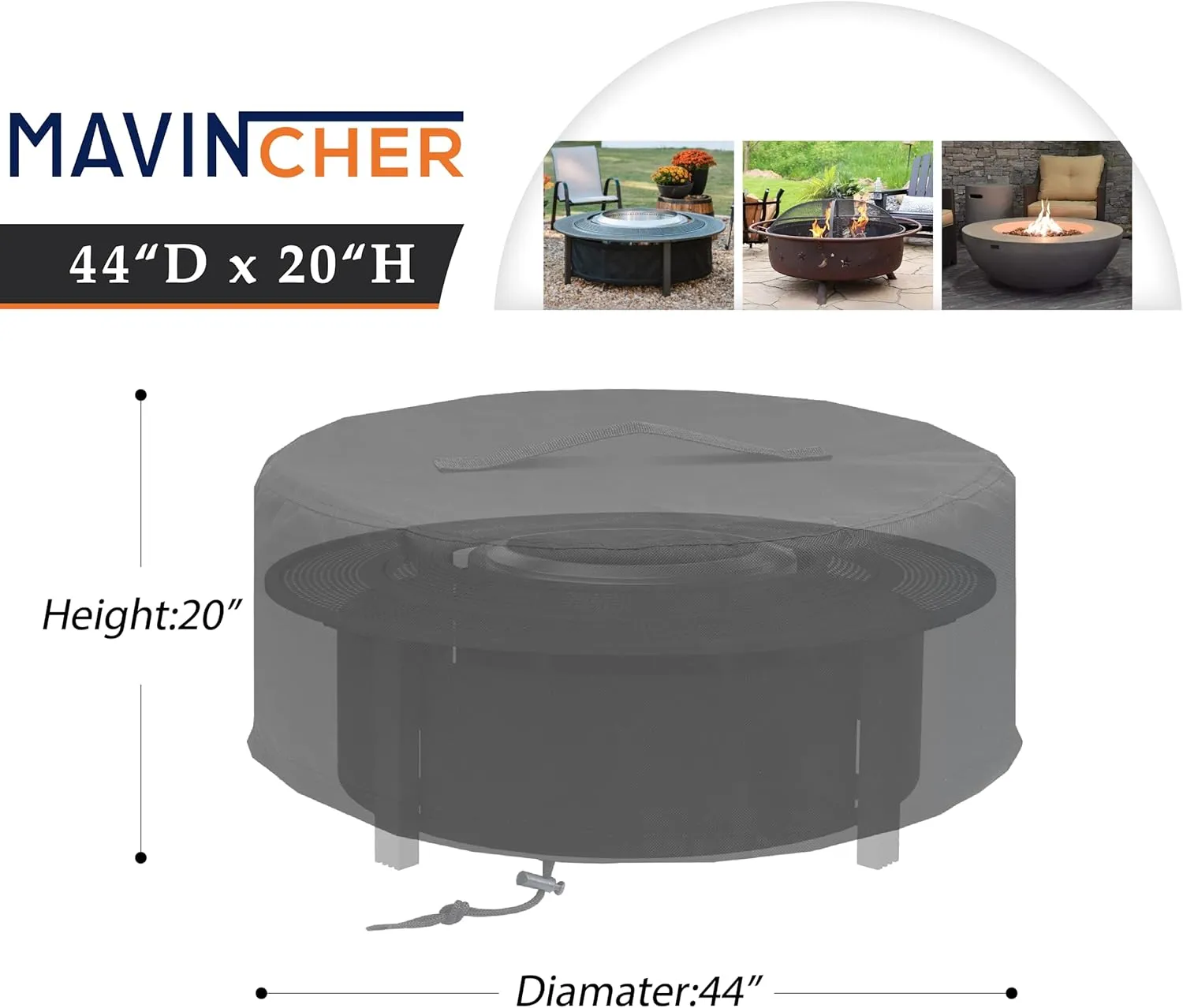 Fire Pit Cover for Solo Stove Fire Pit Surround Tabletop, Surround Shelter for Fire Pit Surround Table, Small Elevation Shelter for Ranger and Bonfire Fire Pit, Black, 44" D*20" H