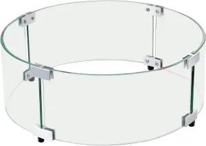 Fire Pit Wind Guard, 17 x 6.7 inch Round Glass Flame Shield, 0.24-Inch Thick Fire Table Accessory, Clear Tempered Glass Flame Guard for Propane, Gas, Outdoor, Patio, Backyard