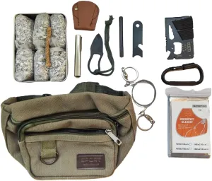 Fire Starter Magnesium 6 Bags Ferro Rods & Striker Multi Purpose Survival Tool Saw Wire Wax Jute Rope Emergency Blanket Carabineer   Free Tin Box for Camping Hiking Bushcraft