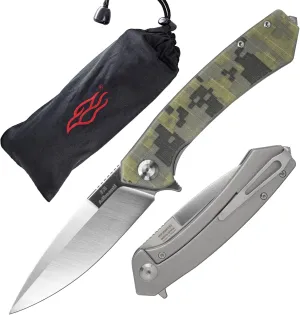 Firebird GANZO Adimanti Skimen Pocket Folding Knife G10 Handle with Clip and Glass Breaker D2 Steel Blade Hunting Fishing Camping Outdoor EDC Knife (Camouflage)