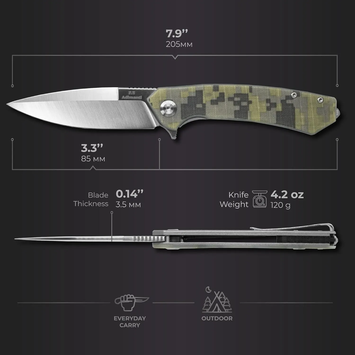 Firebird GANZO Adimanti Skimen Pocket Folding Knife G10 Handle with Clip and Glass Breaker D2 Steel Blade Hunting Fishing Camping Outdoor EDC Knife (Camouflage)