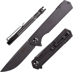 Firebird Ganzo FH13-SS Pocket Folding Knife 60HRC D2 Steel Blade All Steel Handle with Clip Tactical Outdoor Camping Folder EDC Pocket Knife (Titan Dark grey)