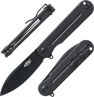 Firebird Ganzo FH922PT-BK EDC Folding Pocket Knife Razor Sharp D2 Stainless Steel Black Blade G10 Handle with Clip Outdoor Foldable Pocket Knife Hunting Fishing Hiking Gear Best Gift for Men (Black)