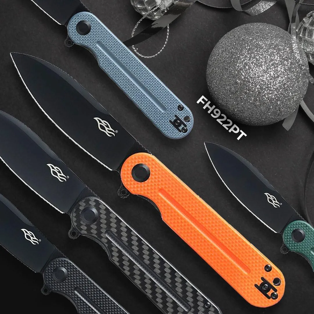 Firebird Ganzo FH922PT-BK EDC Folding Pocket Knife Razor Sharp D2 Stainless Steel Black Blade G10 Handle with Clip Outdoor Foldable Pocket Knife Hunting Fishing Hiking Gear Best Gift for Men (Black)