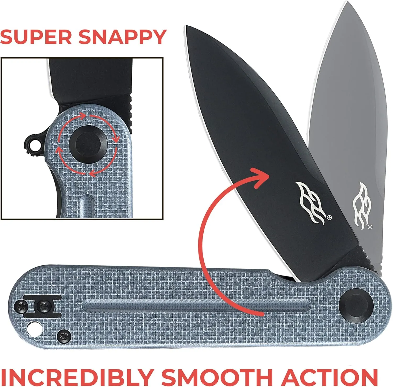 Firebird Ganzo FH922PT-GY EDC Folding Pocket Knife Razor Sharp D2 Stainless Steel Black Blade G10 Handle with Clip Outdoor Foldable Pocket Knife Hunting Fishing Hiking Gear Best Gift for Men (Gray)