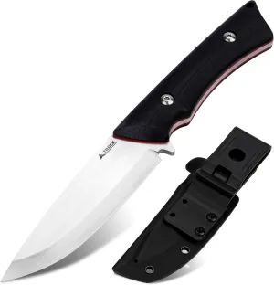 Fixed Blade Knife, 3.94” Drop Point 9cr18mov Blade Camping Hunting Hiking Knife for Men Women G10 Handle with Sheath and Clip Outdoor Daily Use EDC