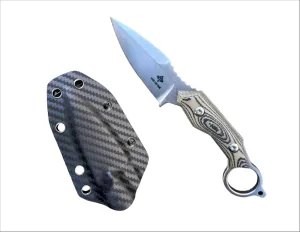 Fixed Blade Knife, Carbonfiber & G10 Scales, EDC With Kydex Sheath - Ideal for Skinning, Survival, Camping, Hunting & Outdoor - Tactical Pocket Knives For Outdoors (AT-005)