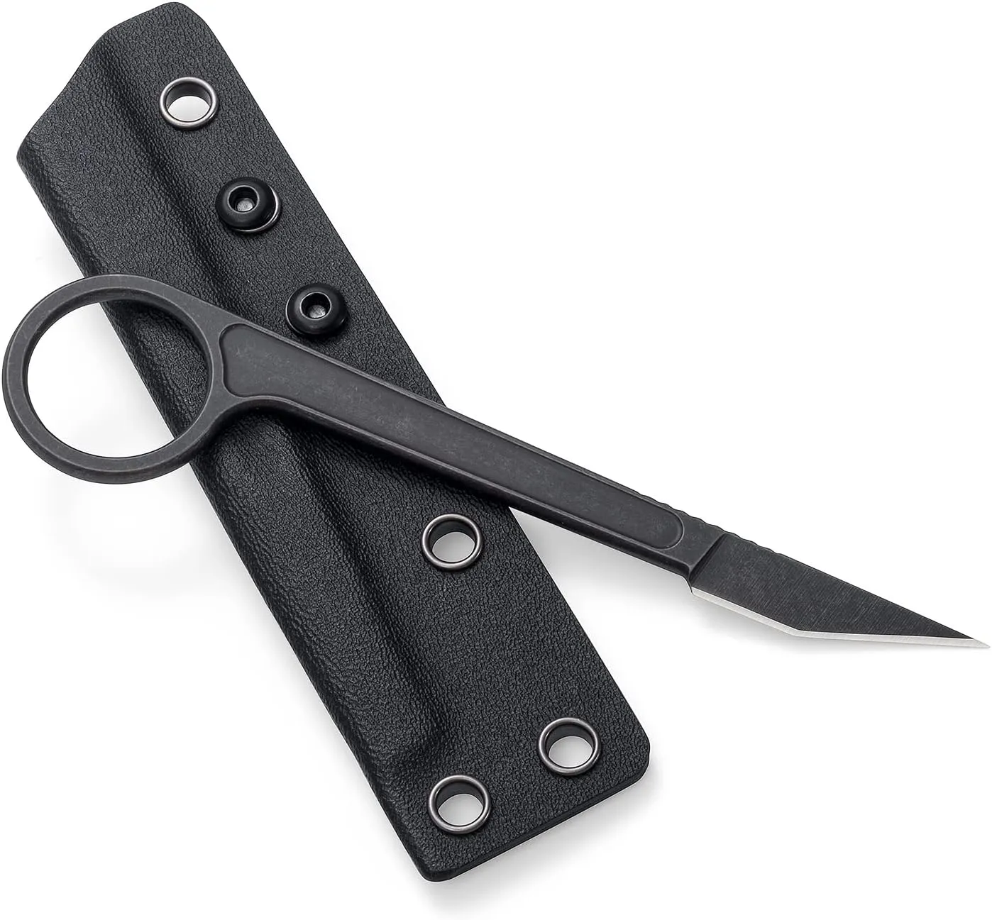 Fixed Blade Tactical EDC Knife, 440C Blade Stainless Steel Handle, Kydex Sheath, Outdoor Survival for Hiking, Camping OS108 (Black)