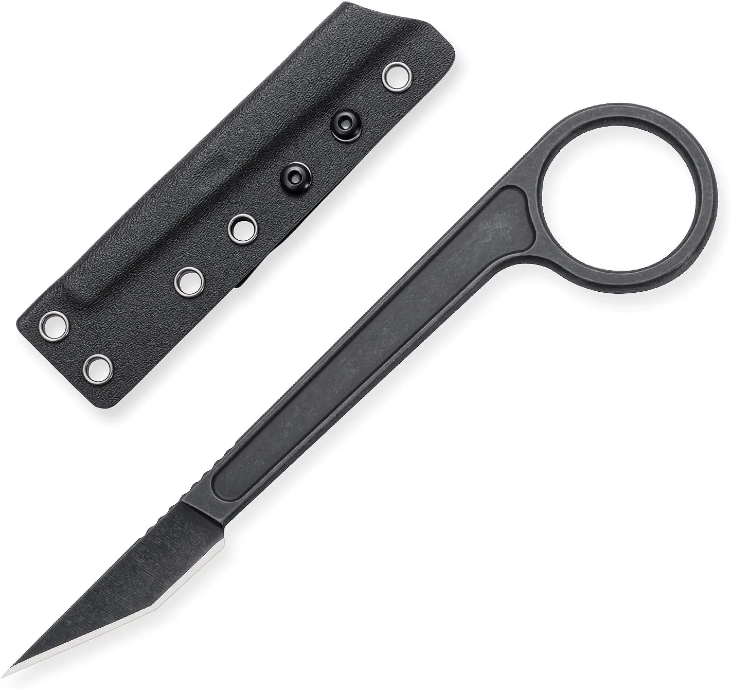 Fixed Blade Tactical EDC Knife, 440C Blade Stainless Steel Handle, Kydex Sheath, Outdoor Survival for Hiking, Camping OS108 (Black)