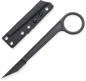 Fixed Blade Tactical EDC Knife, 440C Blade Stainless Steel Handle, Kydex Sheath, Outdoor Survival for Hiking, Camping OS108 (Black)