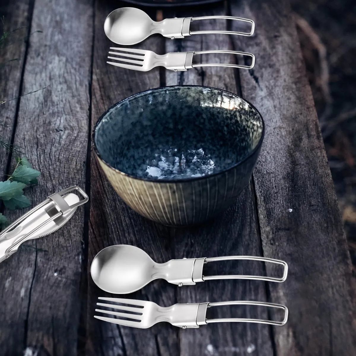 Flatware Silverware Set, 3/12/18/24/30/36 Pieces Stainless Steel Outdoor Portable Tableware Set Travel Retractable Foldable Camping Picnic dinner Knife, Fork And Spoon, Tableware Cutlery Set(