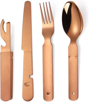 Flatware Silverware Set, 4/16/24/32/40/48 Pieces Stainless Steel Outdoor Tableware Set Travel Portable Foldable Combination Table Knife, Fork And Spoon Multi-function Bottle Opener, Tableware