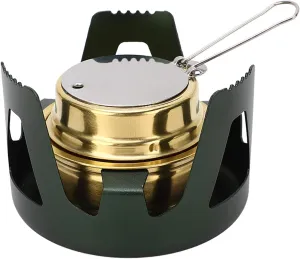 FLEXMAN Mini Alcohol Stove, Portable Brass Aluminum Alloy Safe Windproof Mini Backpacking Stove for Camping, Backpacking or Outdoor Activities (Black Green)
