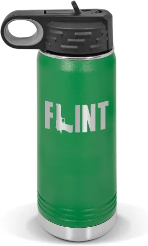 Flint Water Bottle 20 oz - Laser Engraved w/Flip Top Removable Straw - Polar Camel - Stainless - Vacuum Insulated - Drinkware - Michigan mi Dangerous