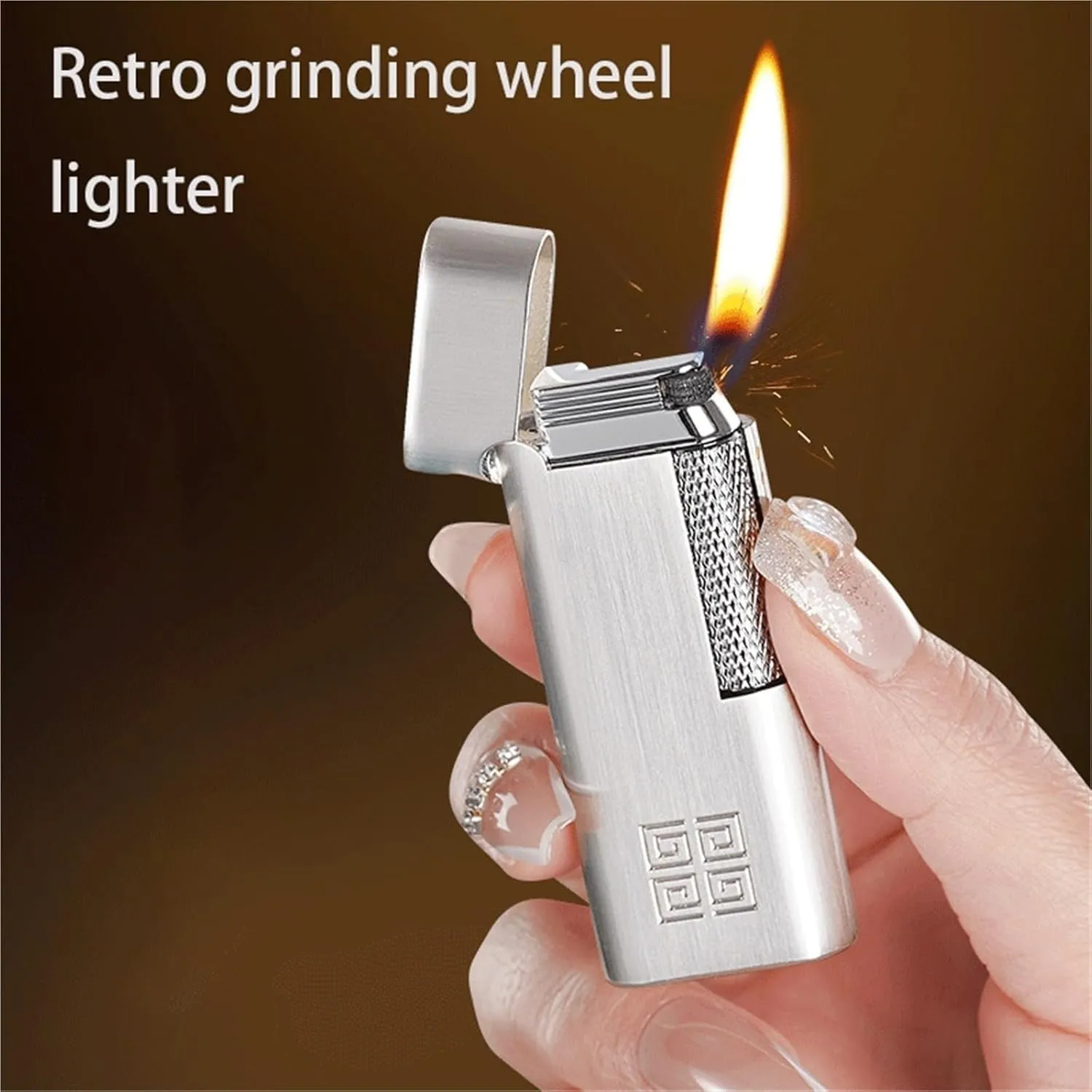 Flip Top Metal Soft Flame Butane Lighters, Windproof Old Fashioned Side Grinding Wheel, Adjustable Flame, Refillable Gas Portable Lighter (Fuel Not Included)(Gold*d)