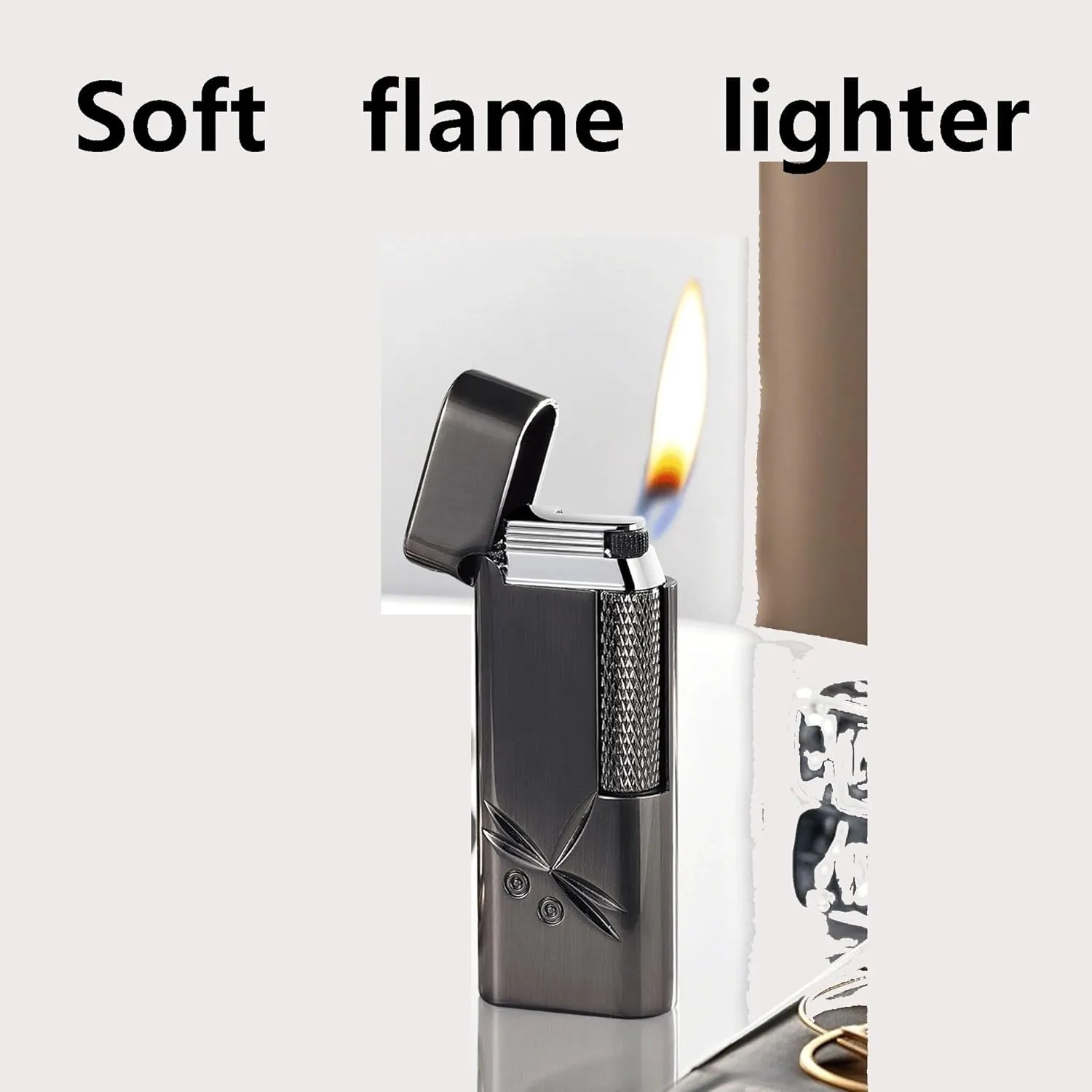 Flip Top Metal Soft Flame Butane Lighters, Windproof Old Fashioned Side Grinding Wheel, Adjustable Flame, Refillable Gas Portable Lighter (Fuel Not Included)(Gold*d)