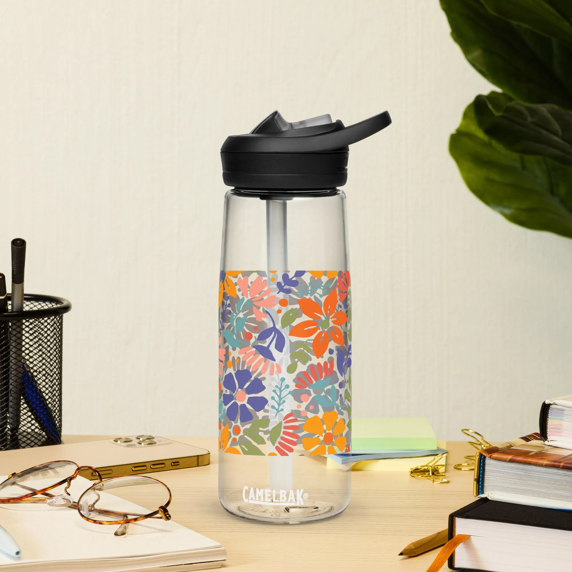 Floral Burst Sports Water Bottle