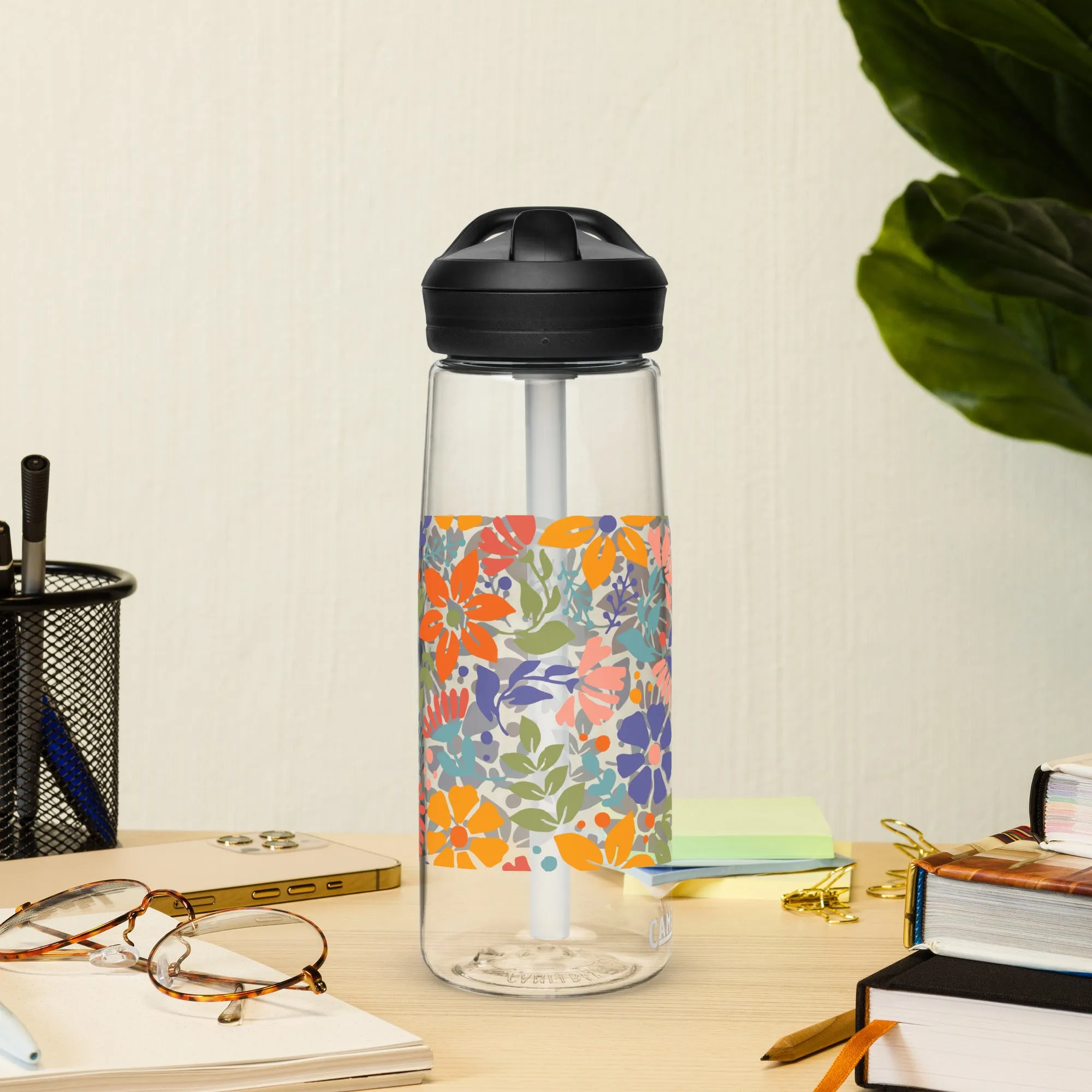 Floral Burst Sports Water Bottle