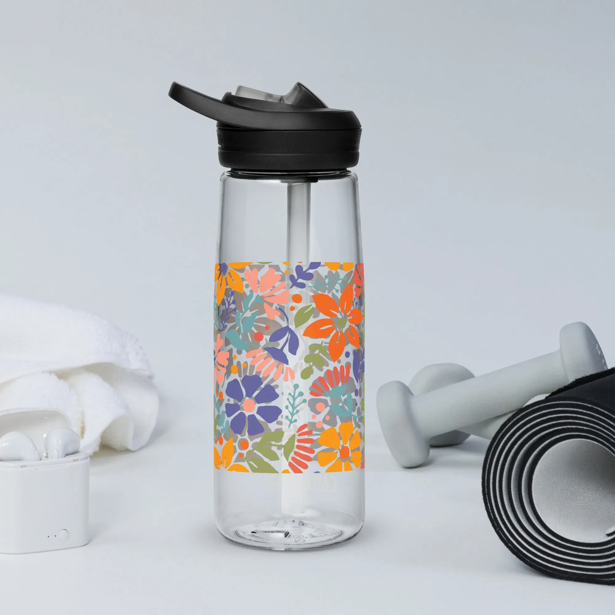 Floral Burst Sports Water Bottle